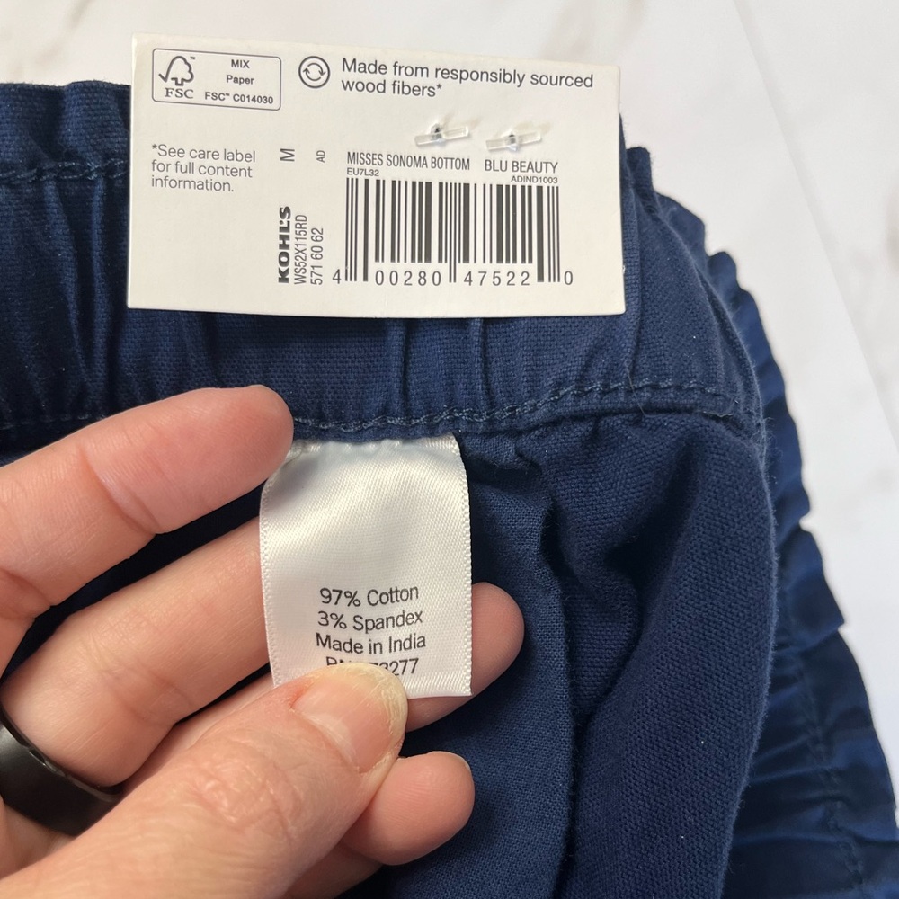 NWT Sonoma Mid Rise Navy Blue Chino size medium - Picture 3 of 5